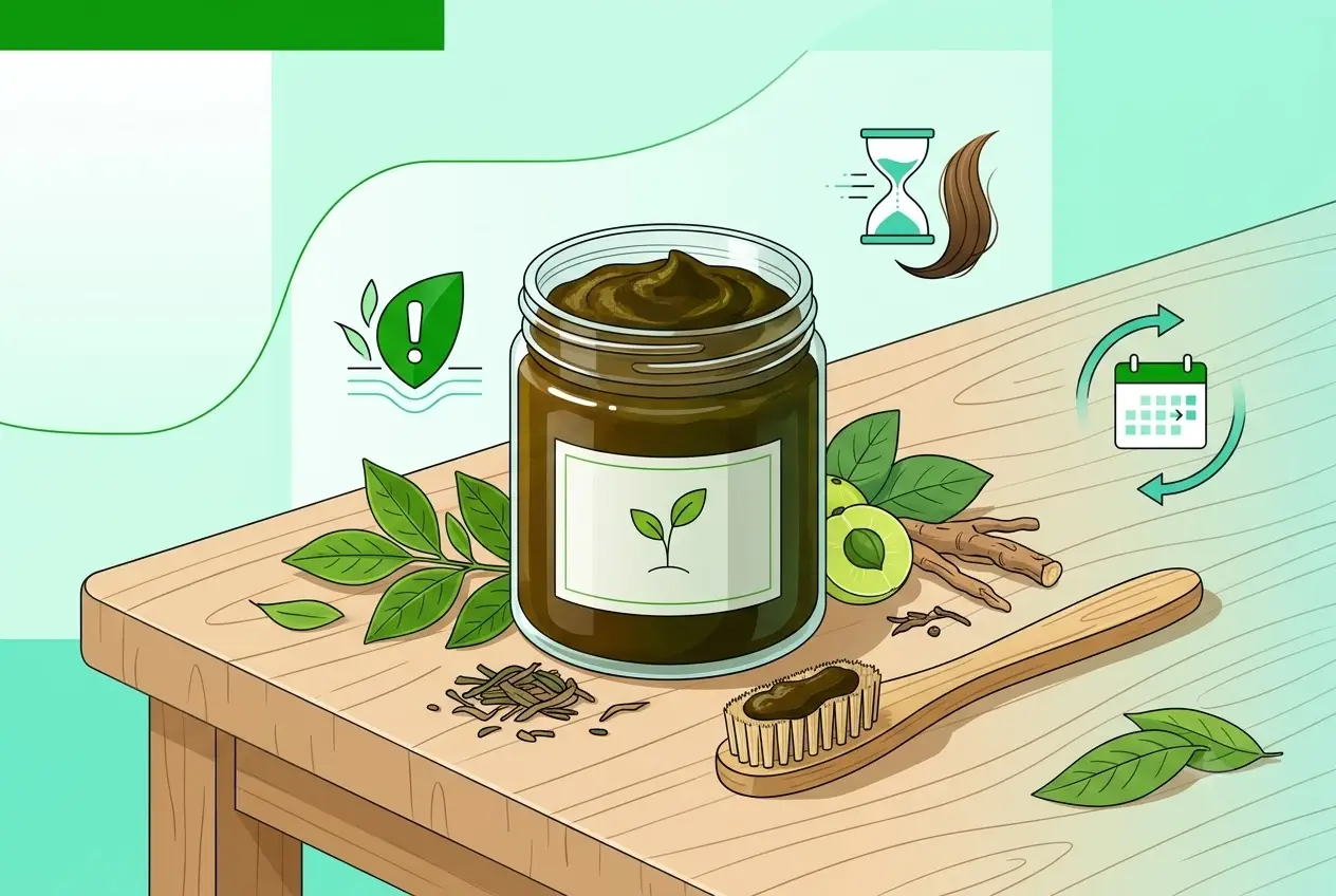Hũ thuốc nhuộm thảo dược thiên nhiên trên nền gỗ